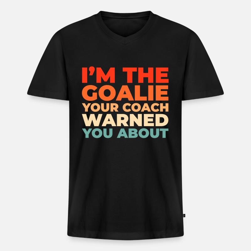 Eishockey Torwart - Männer Premium Bio T-Shirt mit V-Ausschnitt - Schwarz