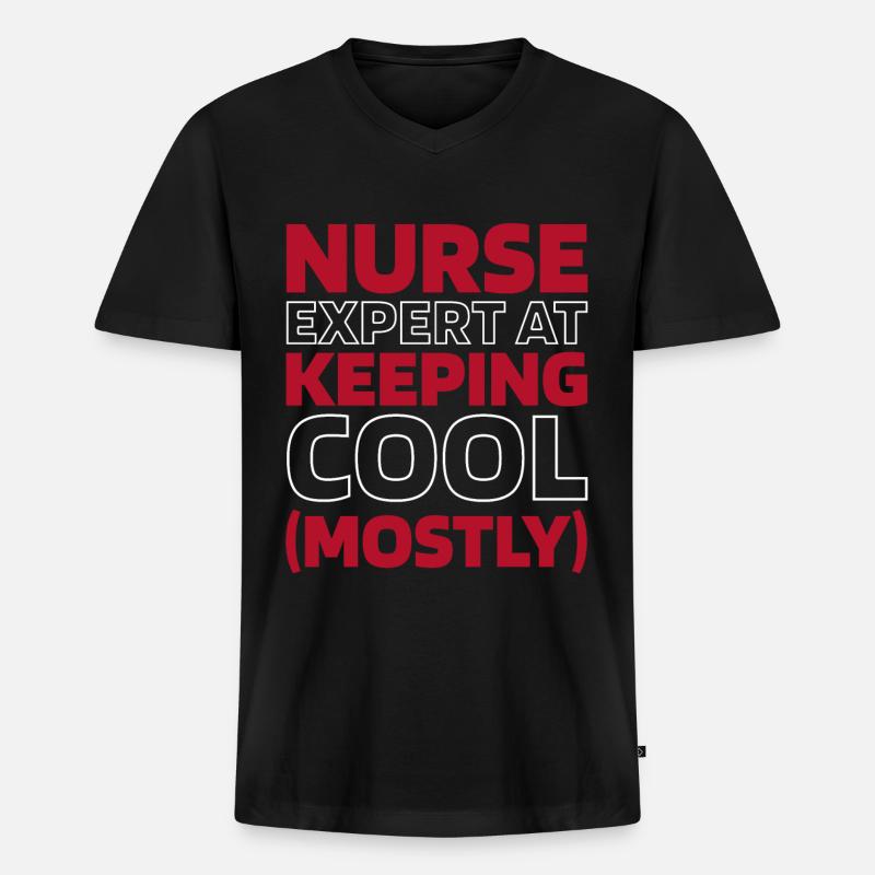 Krankenschwester - Männer Premium Bio T-Shirt mit V-Ausschnitt - Schwarz