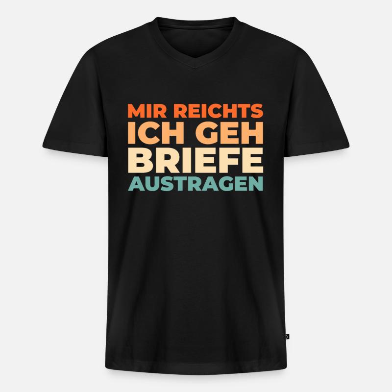 Postbote Briefträger - Männer Premium Bio T-Shirt mit V-Ausschnitt - Schwarz