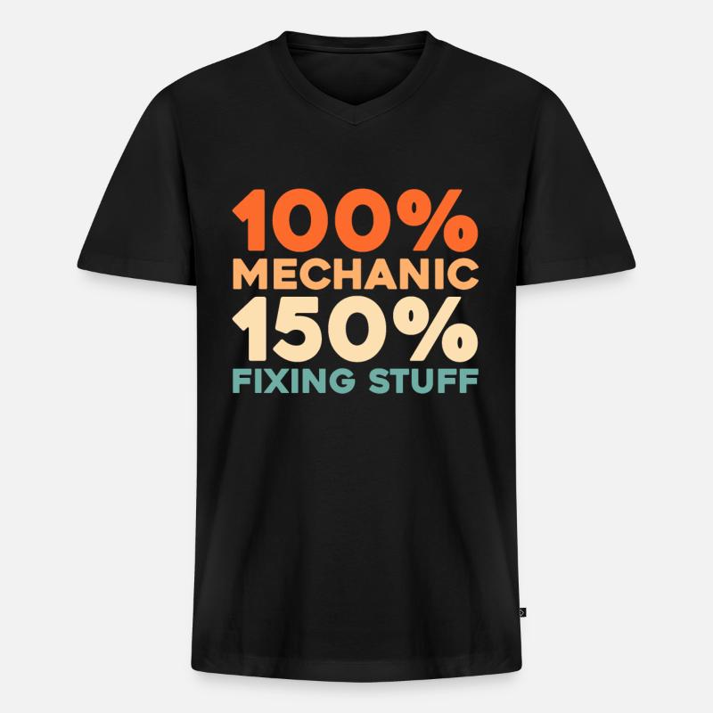 Flugzeug Mechaniker - Männer Premium Bio T-Shirt mit V-Ausschnitt - Schwarz