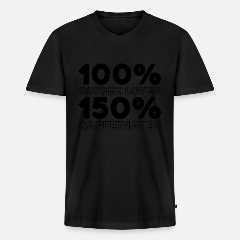 Kaffee Cafe - Männer Premium Bio T-Shirt mit V-Ausschnitt - Schwarz