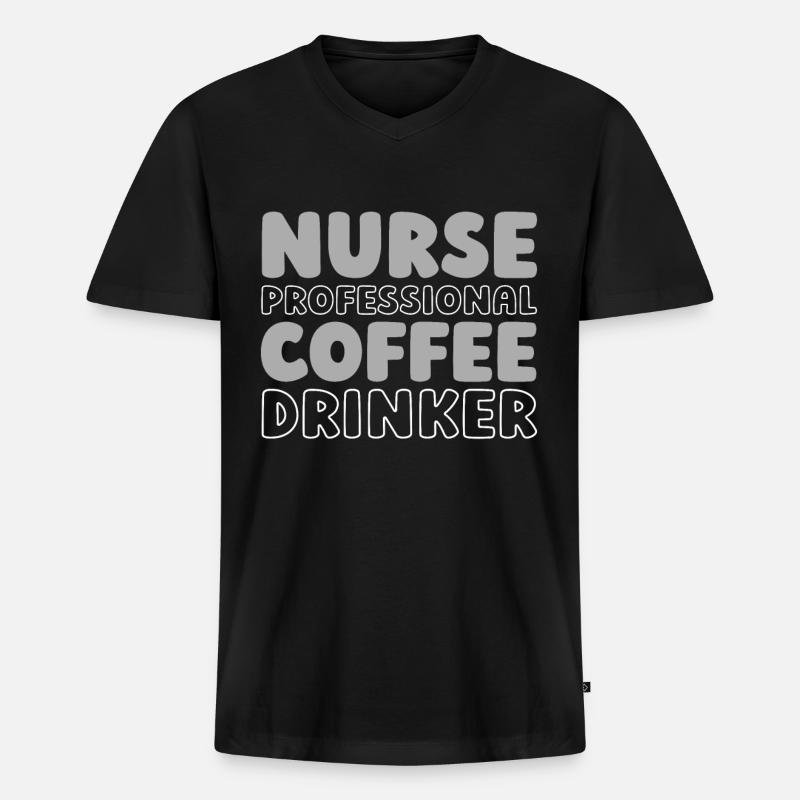 Krankenschwester Kaffee - Männer Premium Bio T-Shirt mit V-Ausschnitt - Schwarz