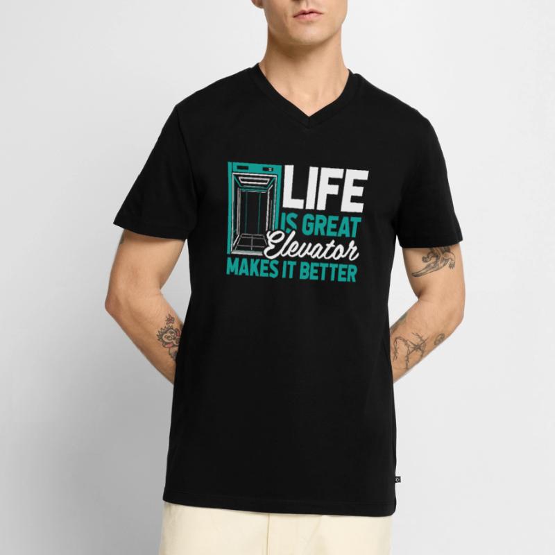 Elevator Elevator Men's Premium Organic T-shirt with V-neck