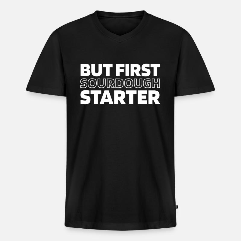 Sauerteig Brot - Männer Premium Bio T-Shirt mit V-Ausschnitt - Schwarz