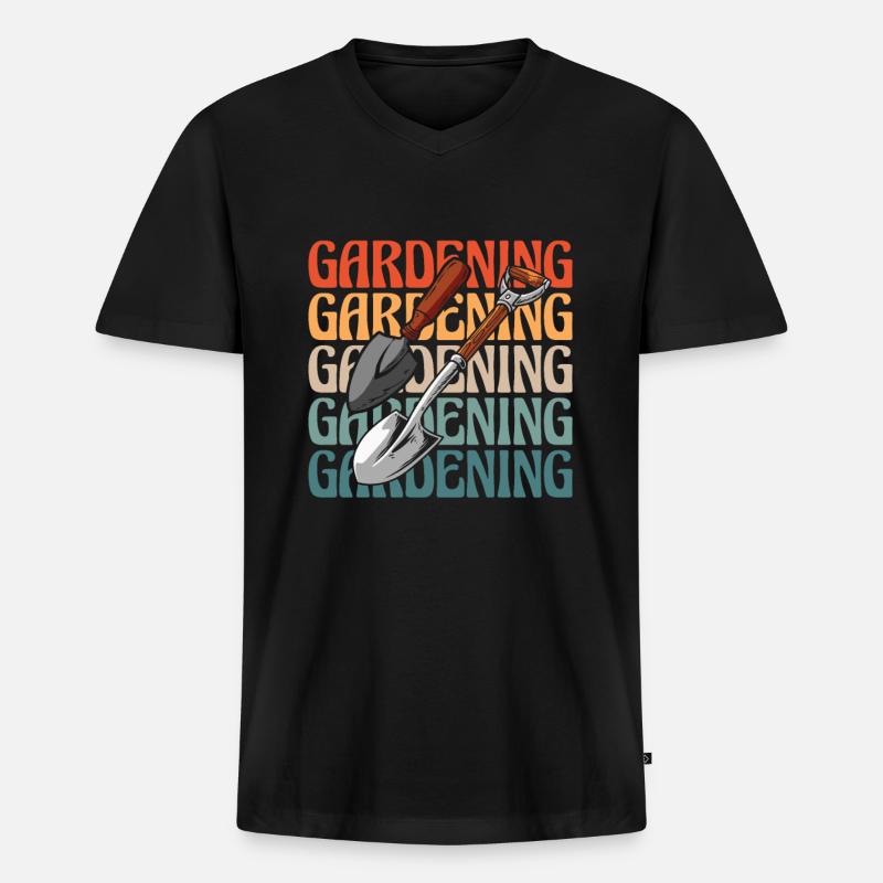 Hobbygärtner Garten - Männer Premium Bio T-Shirt mit V-Ausschnitt - Schwarz