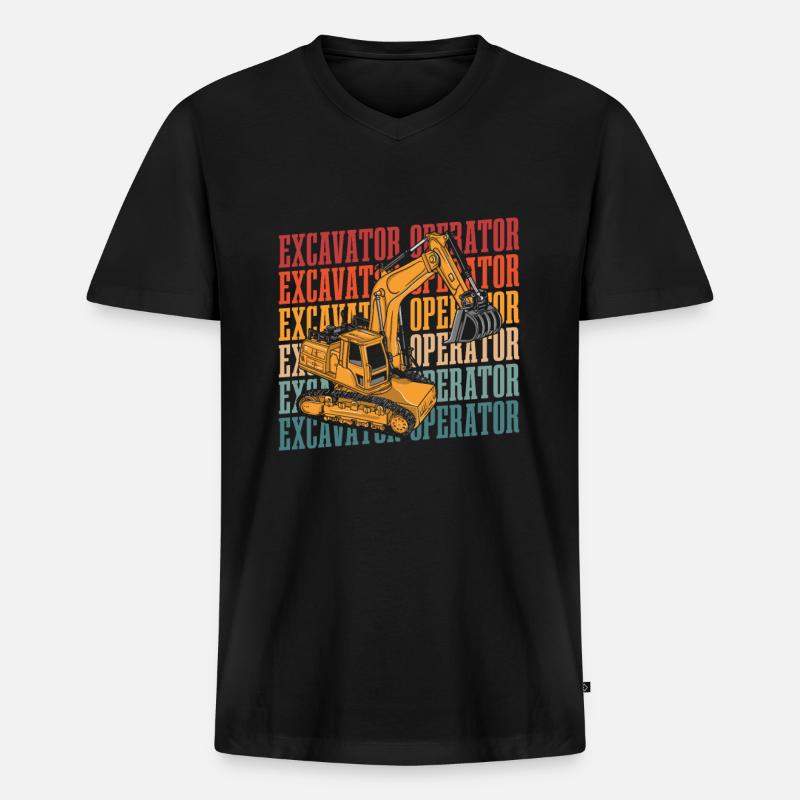 Baggerfahrer - Männer Premium Bio T-Shirt mit V-Ausschnitt - Schwarz