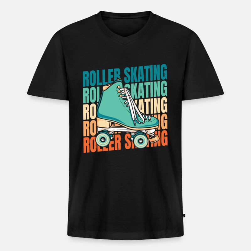 Rollschuhe Rollschuhlaufen - Männer Premium Bio T-Shirt mit V-Ausschnitt - Schwarz