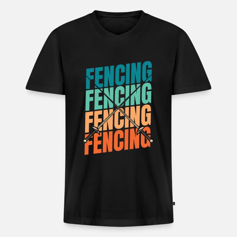 Fechten Fechter - Männer Premium Bio T-Shirt mit V-Ausschnitt - Schwarz