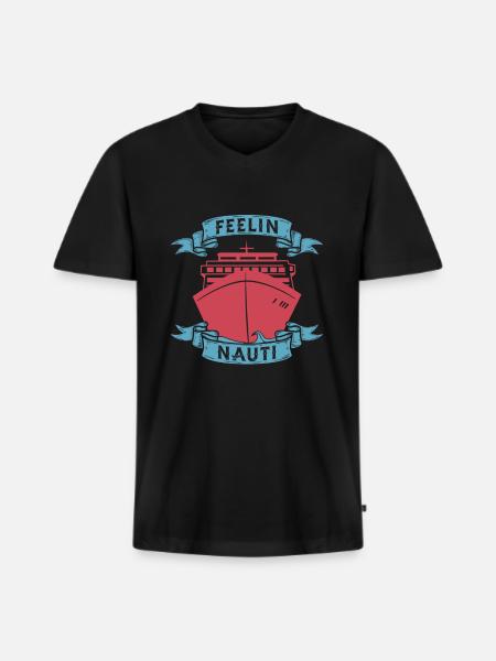 Cruise Feeling Nauti - Men's Premium Organic T-shirt with V-neck - black