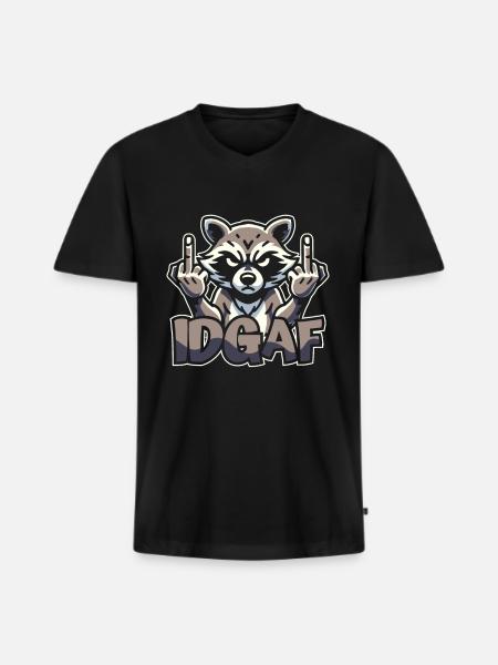 Raccoon Idgaf - Men's Premium Organic T-shirt with V-neck - black