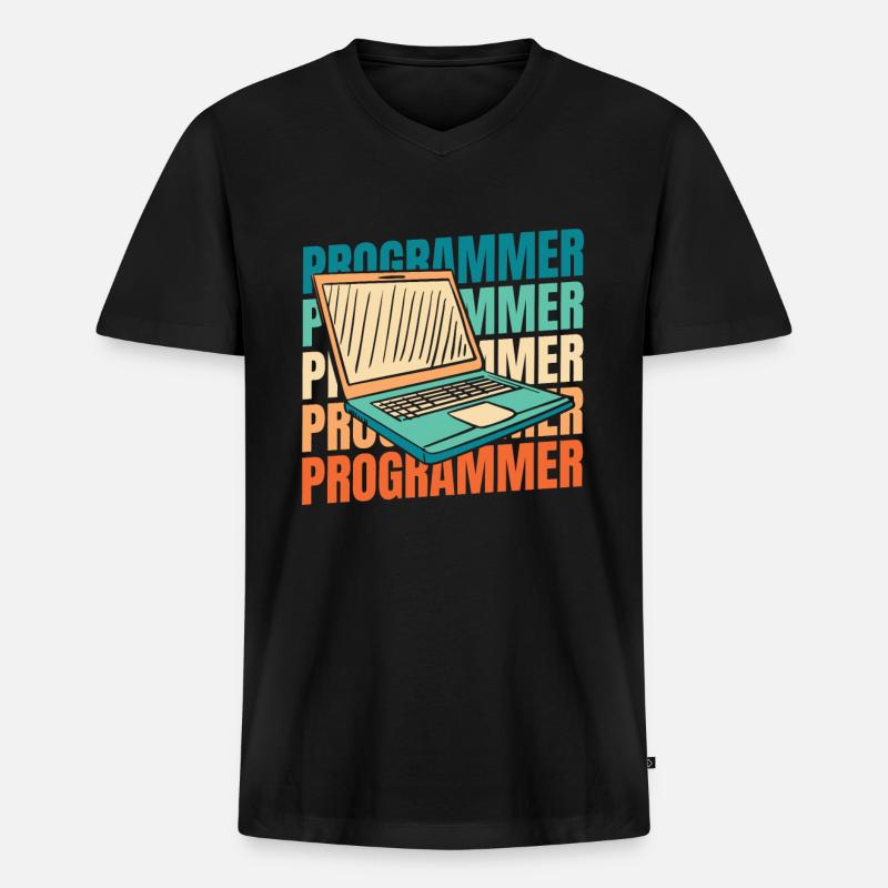 Entwickler Coder Programmierer - Männer Premium Bio T-Shirt mit V-Ausschnitt - Schwarz