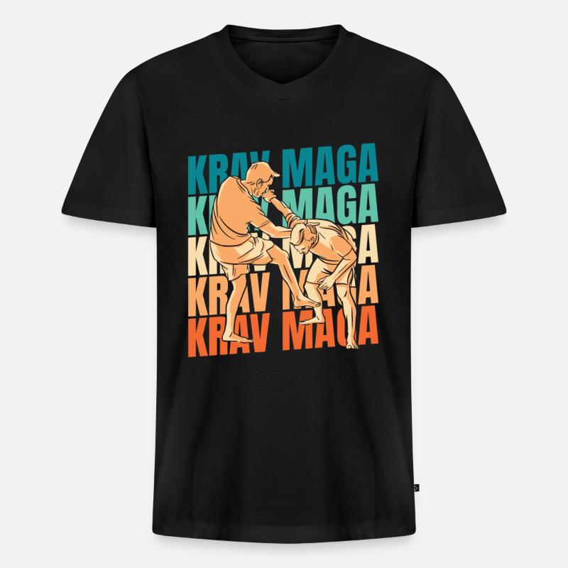 Krav Maga - Männer Premium Bio T-Shirt mit V-Ausschnitt - Schwarz