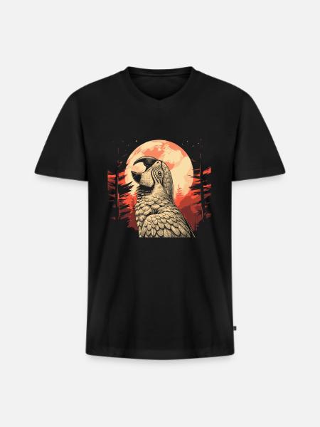 Parrot Moon Howling - Men's Premium Organic T-shirt with V-neck - black