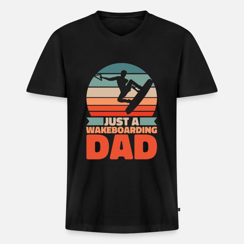 Wakeboard Wakeboarder Vater - Männer Premium Bio T-Shirt mit V-Ausschnitt - Schwarz