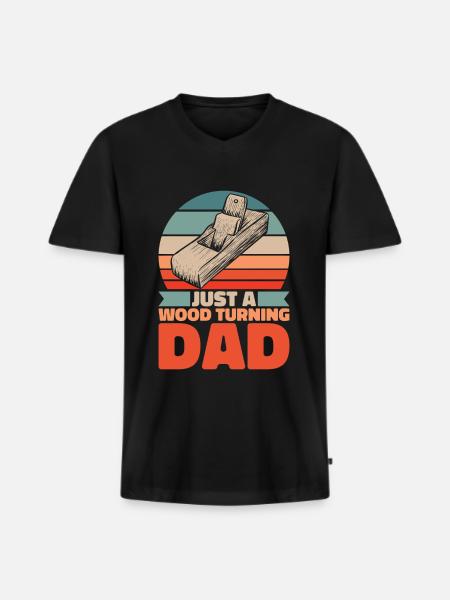 Woodturning Turner Father - Men's Premium Organic T-shirt with V-neck - black