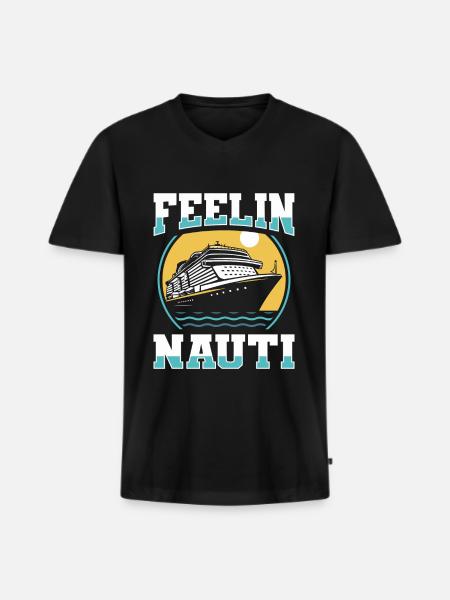 Cruise Feeling Nauti - Men's Premium Organic T-shirt with V-neck - black