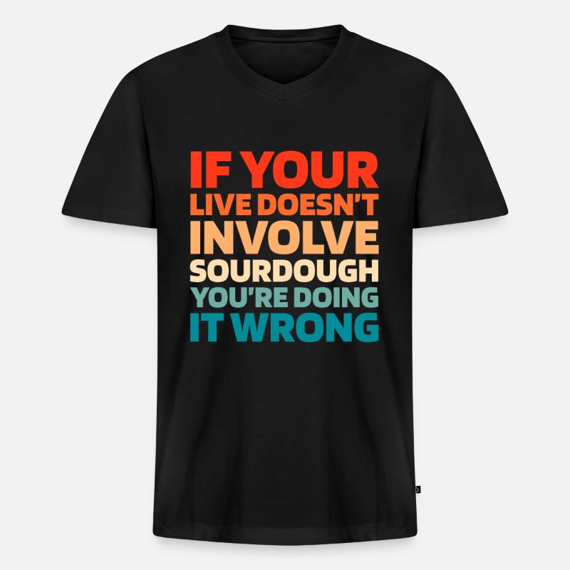 Sauerteig Brot - Männer Premium Bio T-Shirt mit V-Ausschnitt - Schwarz