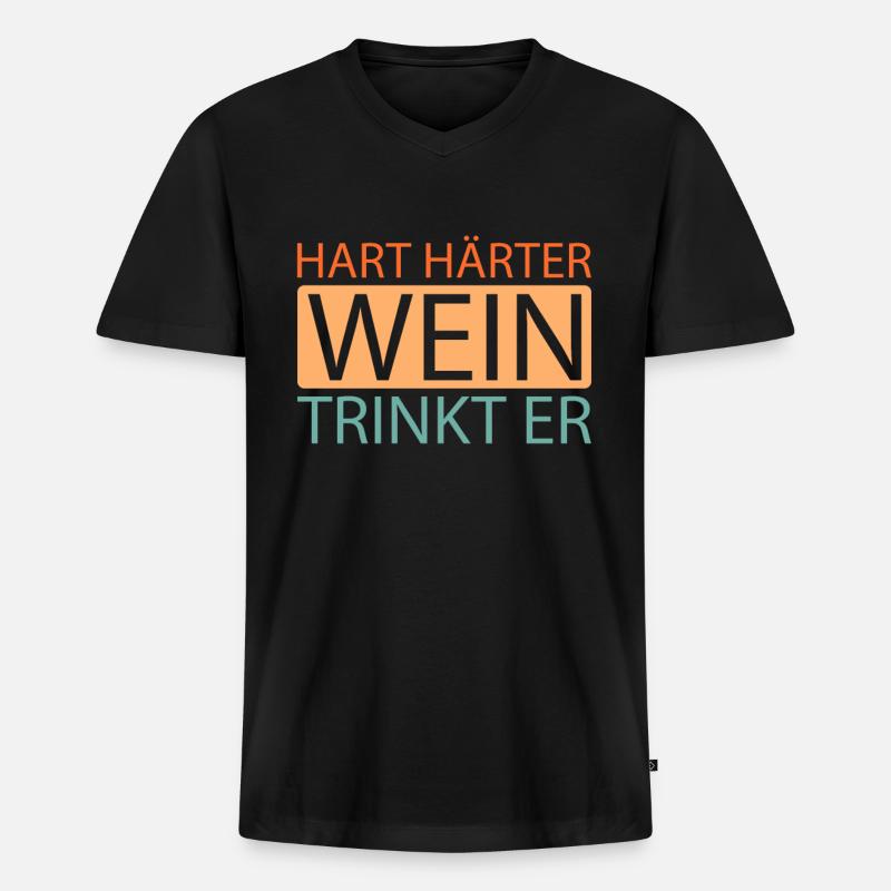 Wein Winzer - Männer Premium Bio T-Shirt mit V-Ausschnitt - Schwarz