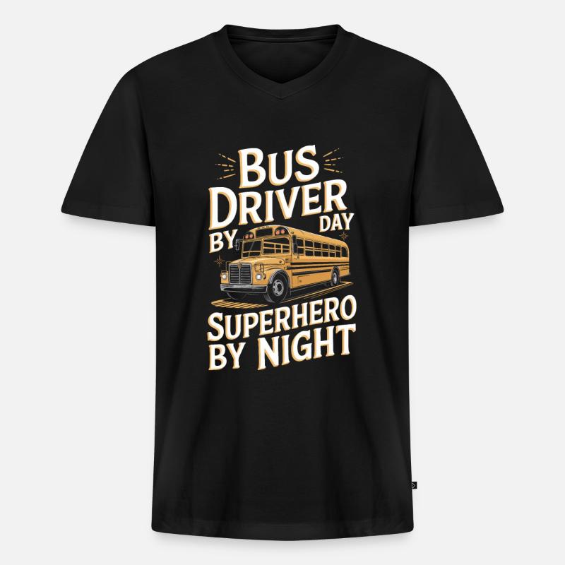 Bus Busfahrer - Männer Premium Bio T-Shirt mit V-Ausschnitt - Schwarz