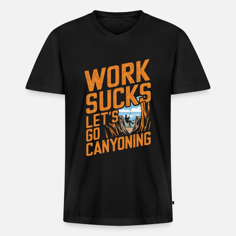 Canyoning Rappelling - Männer Premium Bio T-Shirt mit V-Ausschnitt - Schwarz