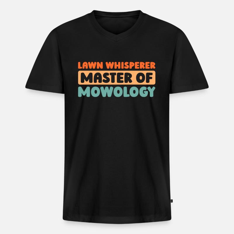Rasenmäher Mähen - Männer Premium Bio T-Shirt mit V-Ausschnitt - Schwarz