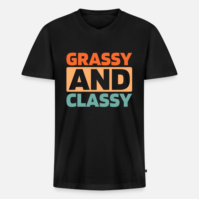 Rasenmäher Mähen - Männer Premium Bio T-Shirt mit V-Ausschnitt - Schwarz