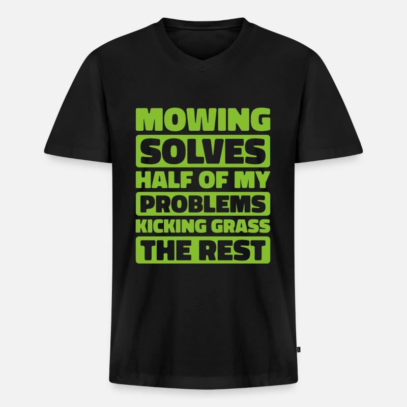 Rasenmäher Mähen - Männer Premium Bio T-Shirt mit V-Ausschnitt - Schwarz