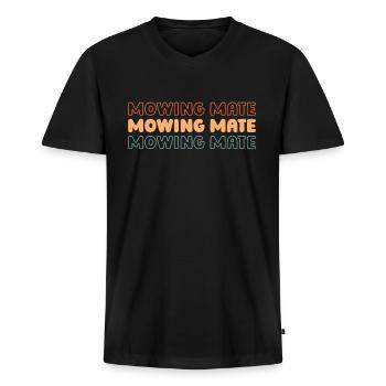 Lawn mower mowing - Men's Premium Organic T-shirt with V-neck - black - Front - Nico (187cm)