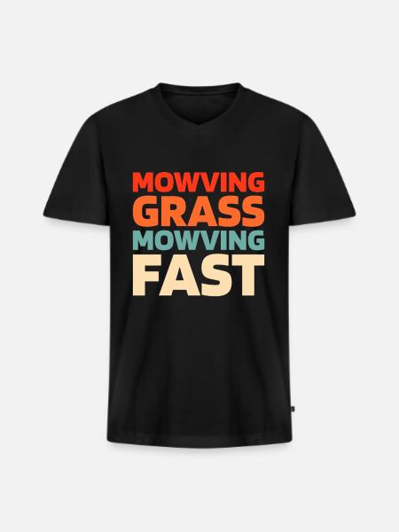 Lawn mower mowing - Men's Premium Organic T-shirt with V-neck - black