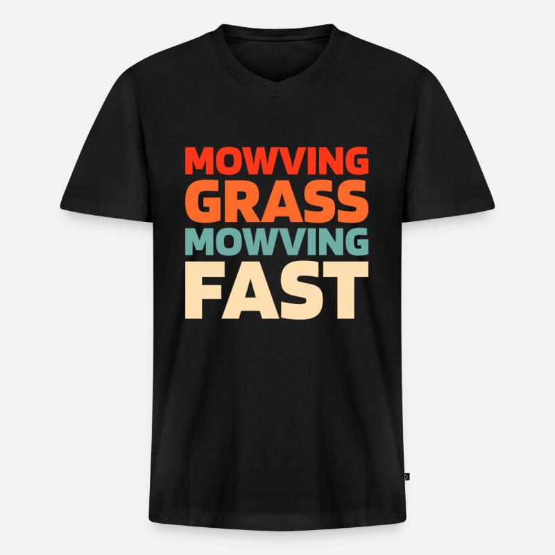 Rasenmäher Mähen - Männer Premium Bio T-Shirt mit V-Ausschnitt - Schwarz