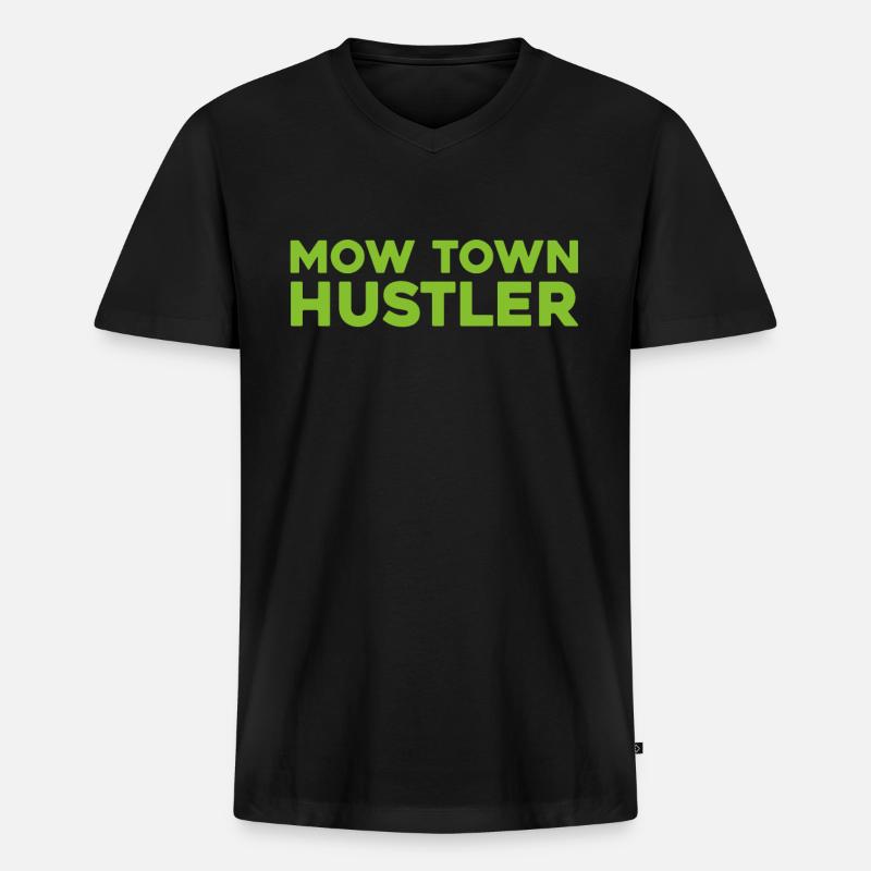 Rasenmäher Mähen - Männer Premium Bio T-Shirt mit V-Ausschnitt - Schwarz