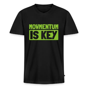 Lawn mower mowing - Men's Premium Organic T-shirt with V-neck - black - Front - Nico (187cm)