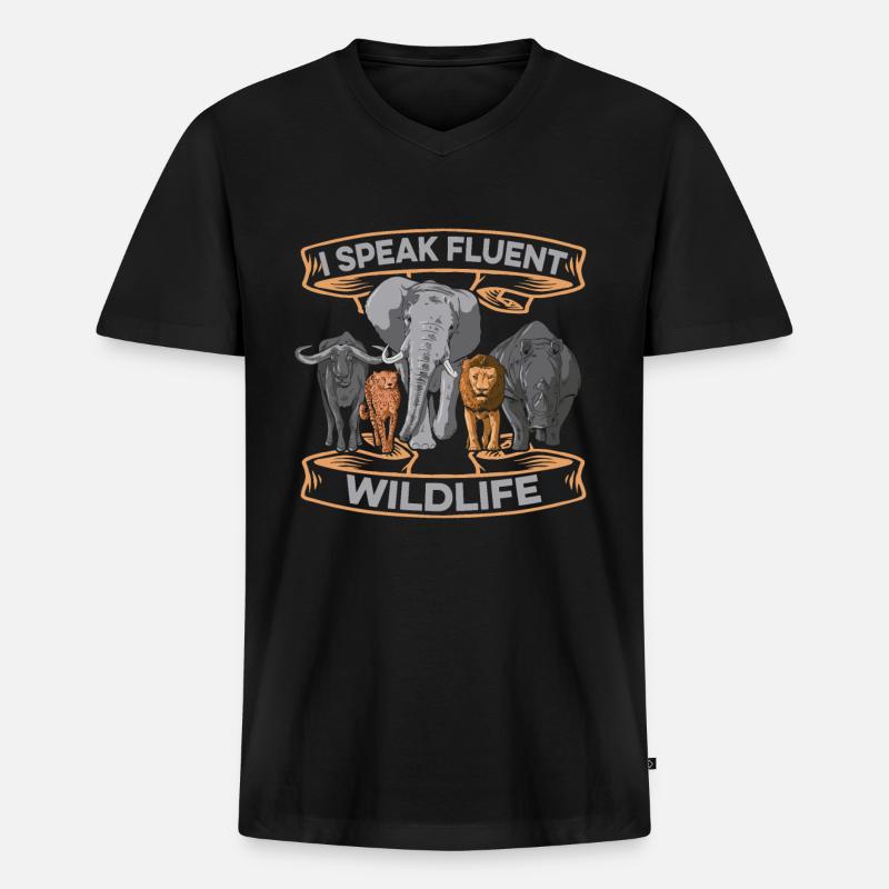 Wildhüter - Männer Premium Bio T-Shirt mit V-Ausschnitt - Schwarz