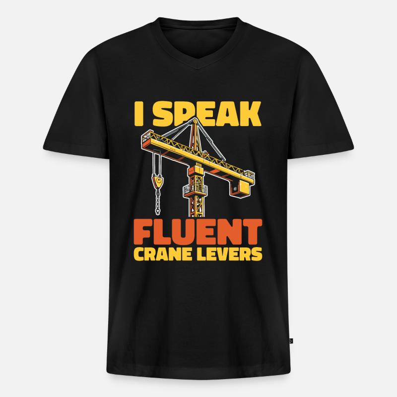 Kranfahrer Kranführer - Männer Premium Bio T-Shirt mit V-Ausschnitt - Schwarz