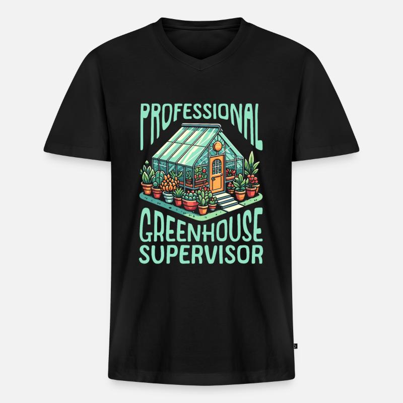 Gewächshausmanager - Männer Premium Bio T-Shirt mit V-Ausschnitt - Schwarz