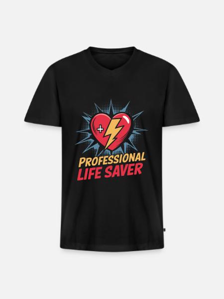 Intensivpfleger - Männer Premium Bio T-Shirt mit V-Ausschnitt - Schwarz