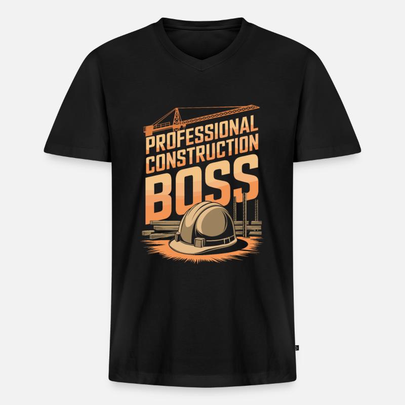Bauvorarbeiter - Männer Premium Bio T-Shirt mit V-Ausschnitt - Schwarz
