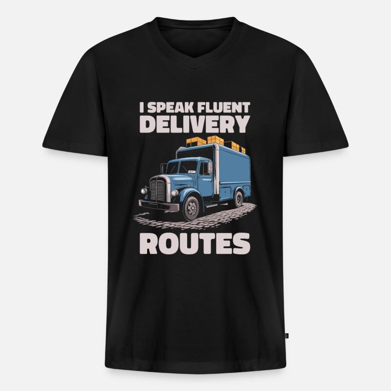 Kurier - Männer Premium Bio T-Shirt mit V-Ausschnitt - Schwarz