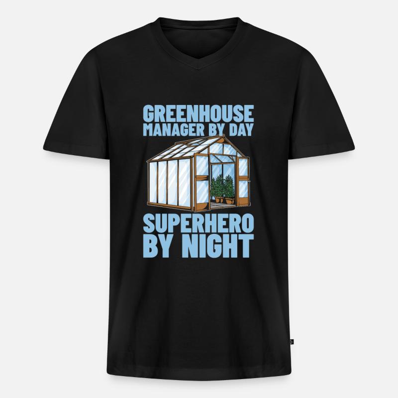 Gewächshausmanager - Männer Premium Bio T-Shirt mit V-Ausschnitt - Schwarz