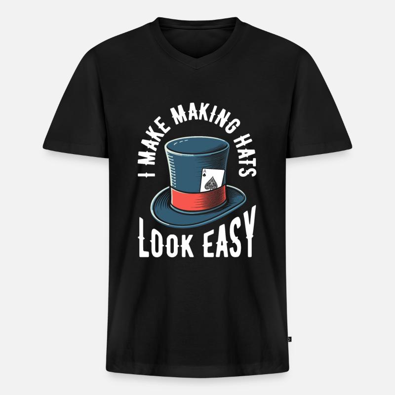 Hutmacher - Männer Premium Bio T-Shirt mit V-Ausschnitt - Schwarz