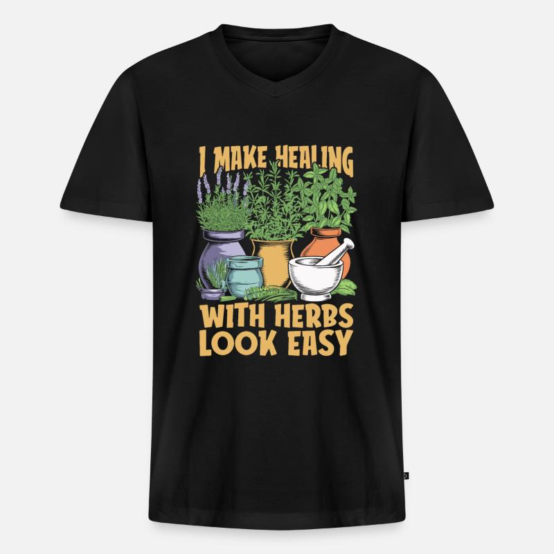 Homöopath - Männer Premium Bio T-Shirt mit V-Ausschnitt - Schwarz