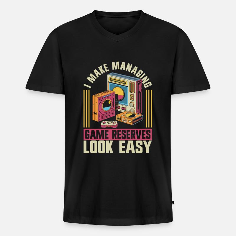 Wildhüter - Männer Premium Bio T-Shirt mit V-Ausschnitt - Schwarz