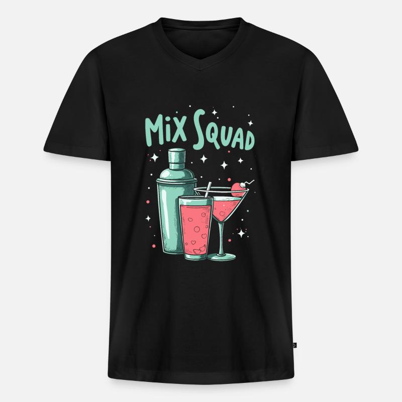 Barkeeper Bartender Kader - Männer Premium Bio T-Shirt mit V-Ausschnitt - Schwarz