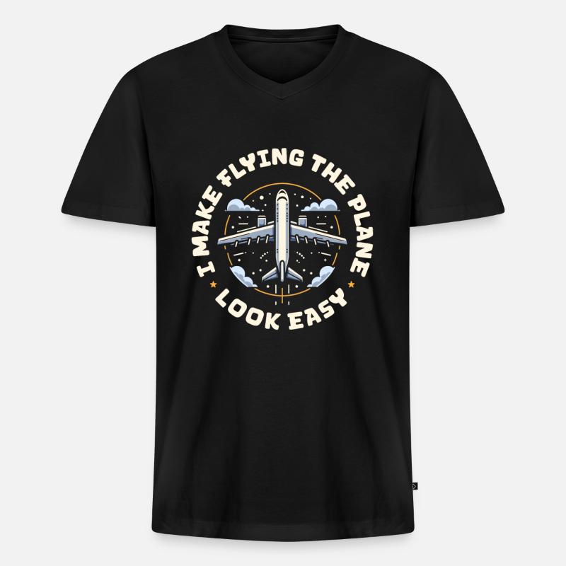 Flugingenieur - Männer Premium Bio T-Shirt mit V-Ausschnitt - Schwarz