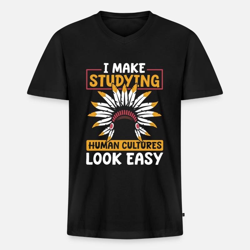Ethnologe - Männer Premium Bio T-Shirt mit V-Ausschnitt - Schwarz