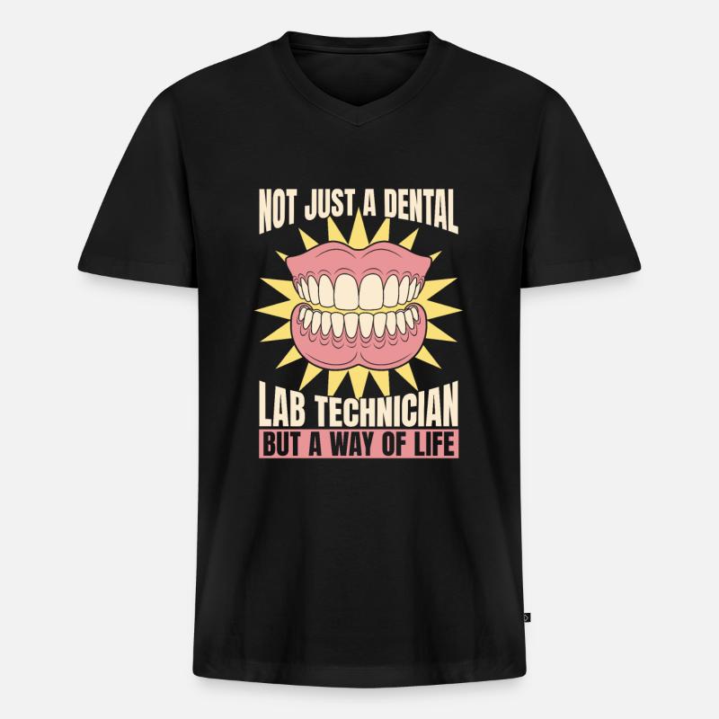 Zahntechniker - Männer Premium Bio T-Shirt mit V-Ausschnitt - Schwarz