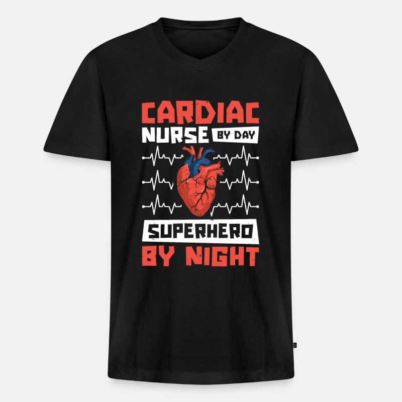 Herzkrankenschwester - Männer Premium Bio T-Shirt mit V-Ausschnitt - Schwarz