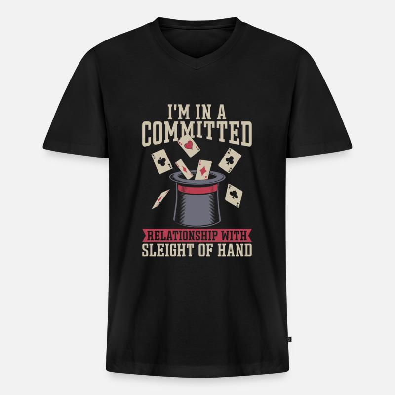 Kartentricks - Männer Premium Bio T-Shirt mit V-Ausschnitt - Schwarz