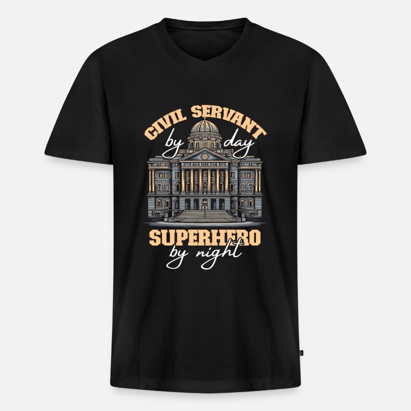 Beamte - Männer Premium Bio T-Shirt mit V-Ausschnitt - Schwarz