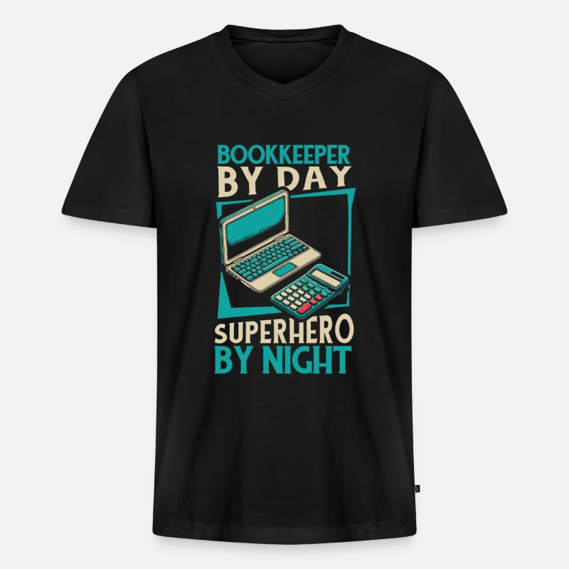 Buchhalter - Männer Premium Bio T-Shirt mit V-Ausschnitt - Schwarz